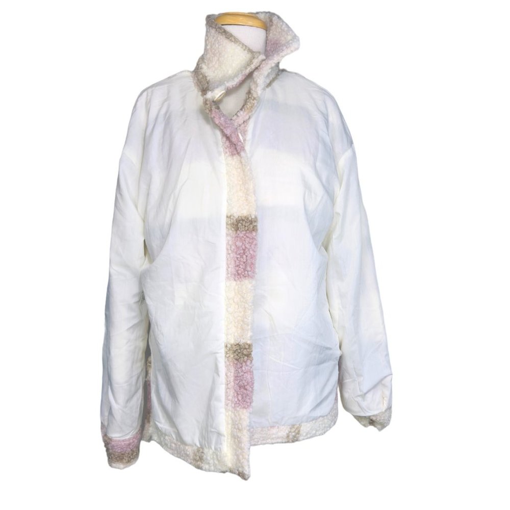 Mable Women's Sherpa Jacket Beige Pink & Brown Size M - Picture 10 of 14